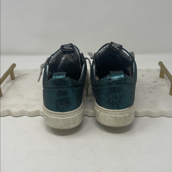 P448 Teal and White Sneakers with Glitter Accents Size 6 - Picture 5 of 11
